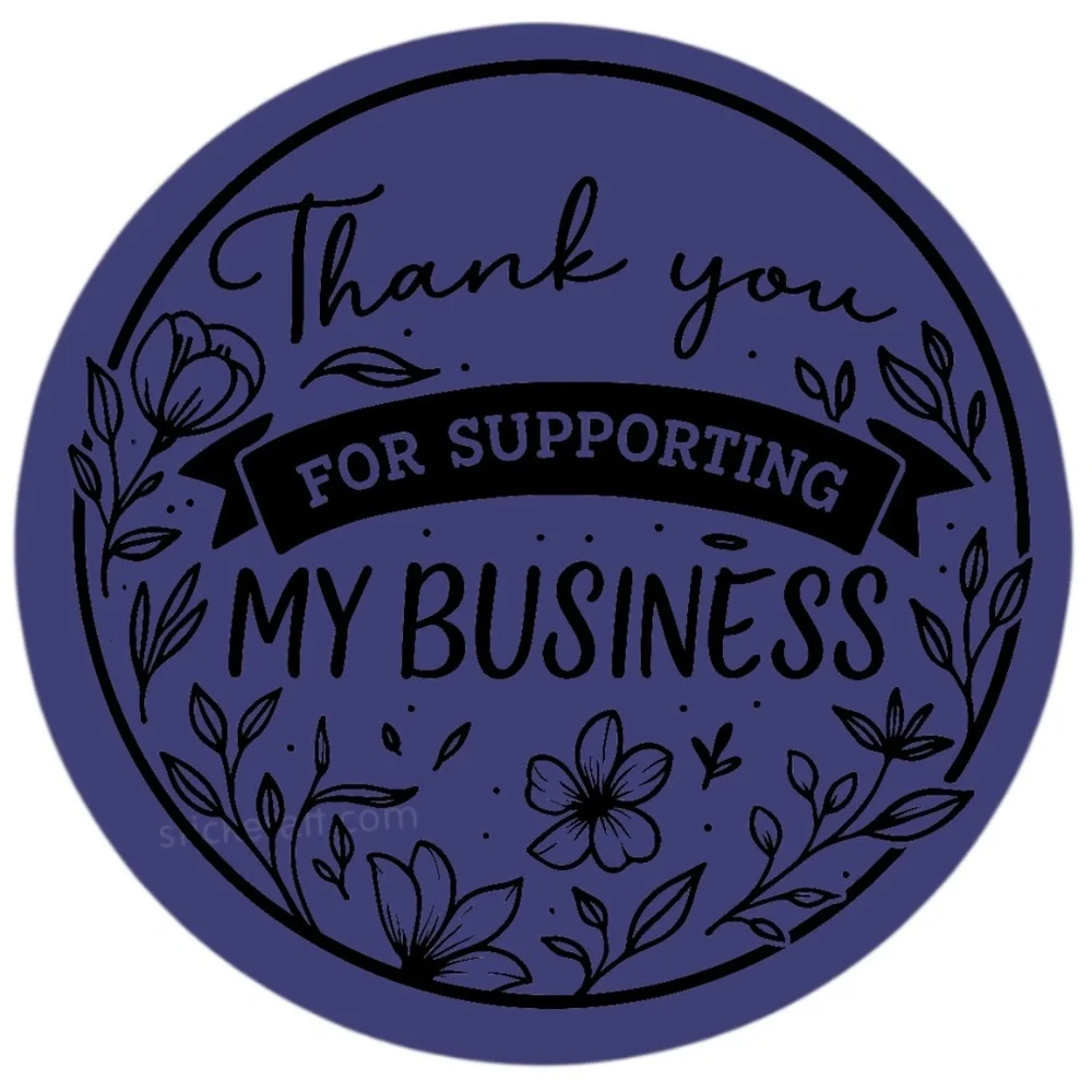 Thank You for Supporting My Business Sticker 2” | Floral Label for Packaging